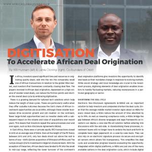 Digitisation to accelerate African deal origination